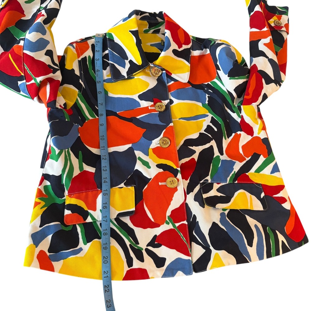 Lauren Ralph Lauren Floral Print Jacket Button Front Pockets Colorful Coat Small - Picture 4 of 11